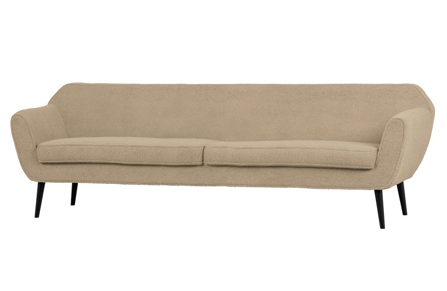 WOOOD Rocco XL sofa - ekte polyester teddystoff og svart bketre