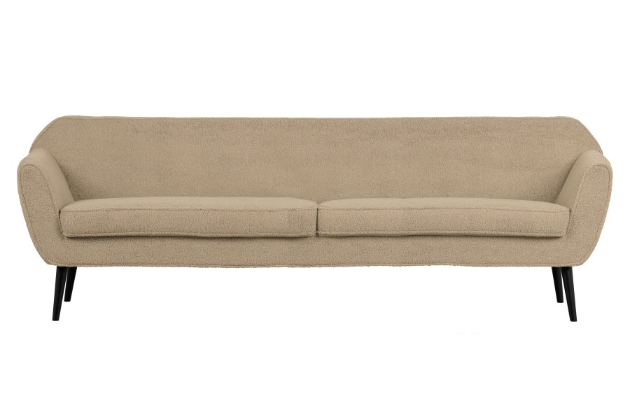 WOOOD Rocco XL sofa - ekte polyester teddystoff og svart bketre