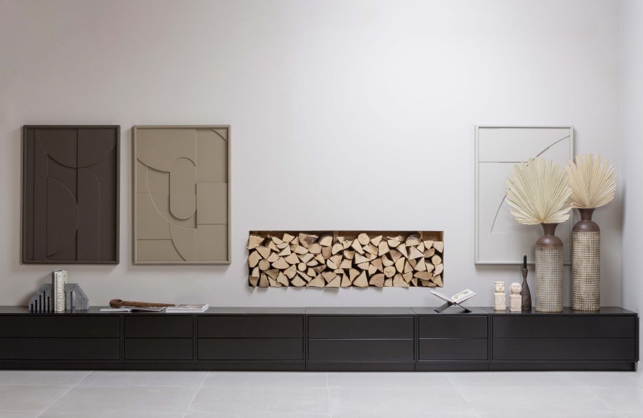 WOOOD EXCLUSIVE Finca TV-skap, m. 2 trykk for  pne skuffer - svart furu