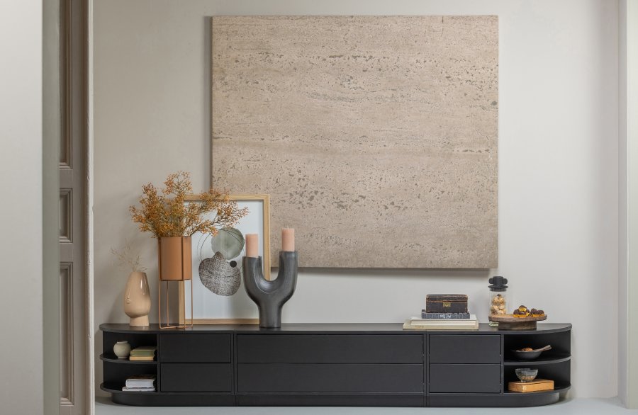 WOOOD EXCLUSIVE Finca TV-skap, m. 2 trykk for  pne skuffer - svart furu