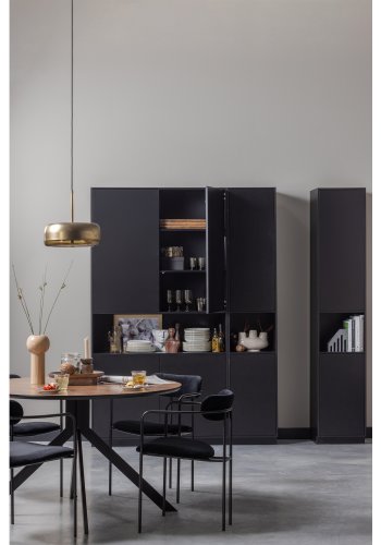 TRE EKSKLUSIV Finca skap, m. 2 drer, 3 hyller, 1 pent rom - dyp svart furu (B:40)