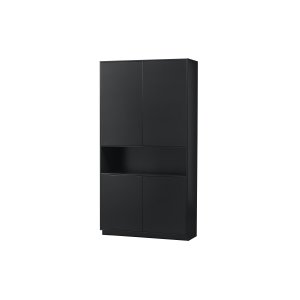 TRÄ EXKLUSIVT Fincaskp, m. 4 dörrar, 3 hyllor, 1 öppet fack - djupsvart furu (B:110)