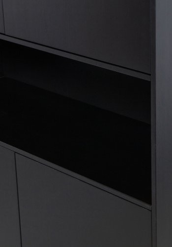 TRE EKSKLUSIV Finca skap, m. 4 drer, 3 hyller, 1 pent rom - dyp svart furu (B:110)