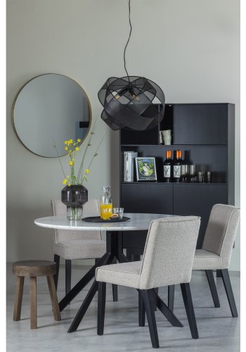 TRE EKSKLUSIV Finca skap, m. 4 drer, 2 hyller, 1 pent rom - dyp svart furu (B:110)