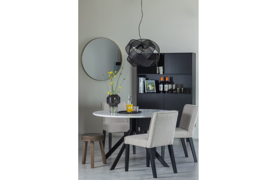 TRE EKSKLUSIV Finca skap, m. 4 drer, 2 hyller, 1 pent rom - dyp svart furu (B:110)