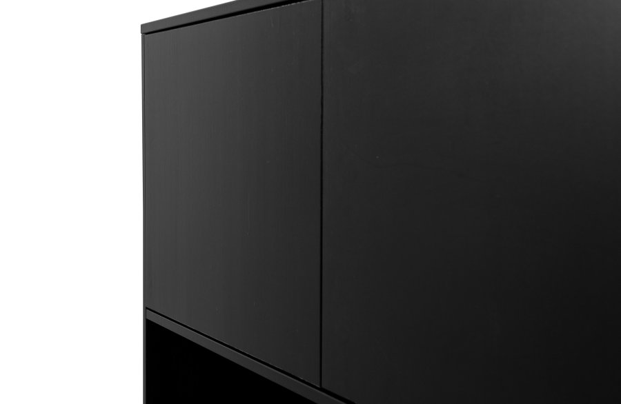 TRE EKSKLUSIV Finca skap, m. 4 drer, 2 hyller, 1 pent rom - dyp svart furu (B:110)