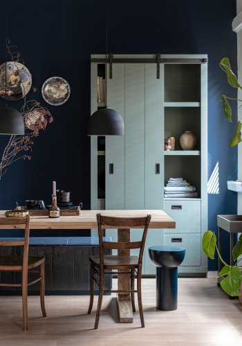 VTWONEN Slide lveskap, m. 1 skyvedr, 4 skuffer og 4 hyller - spefuru