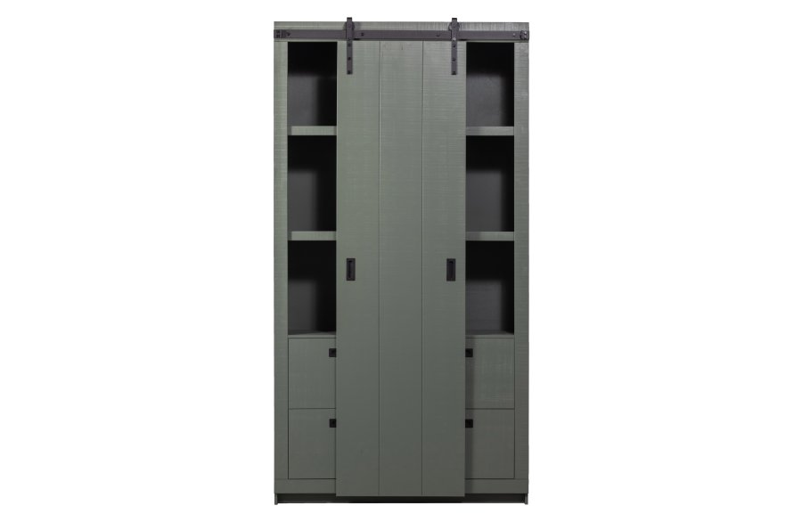 VTWONEN Slide lveskap, m. 1 skyvedr, 4 skuffer og 4 hyller - spefuru