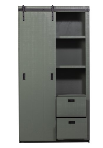 VTWONEN Slide lveskap, m. 1 skyvedr, 4 skuffer og 4 hyller - spefuru