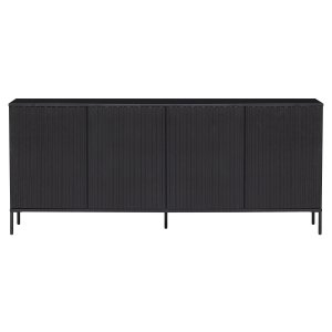 WOOOD EXCLUSIVE Ny gravure skänk, w. 4 tryck för att öppna dörrar - svart furu och svart metall (B:200)