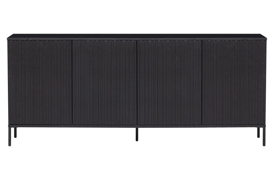 WOOOD EKSKLUSIV Ny Gravure skjenk, m. 4 trykk for  pne drer - svart furu og svart metall (B:200)