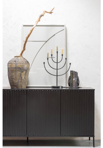 WOOOD EKSKLUSIV Ny Gravure skjenk, m. 4 trykk for  pne drer - svart furu og svart metall (B:200)