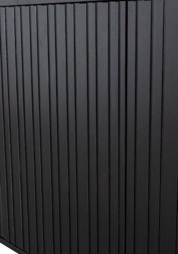 WOOOD EKSKLUSIV Ny Gravure skjenk, m. 4 trykk for  pne drer - svart furu og svart metall (B:200)