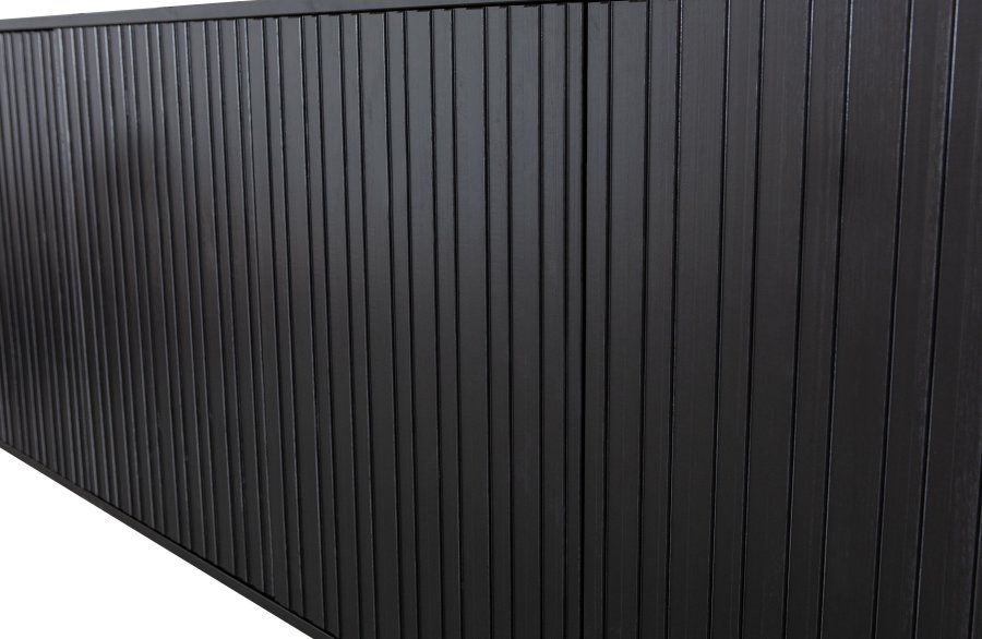 WOOOD EKSKLUSIV Ny Gravure skjenk, m. 4 trykk for  pne drer - svart furu og svart metall (B:200)