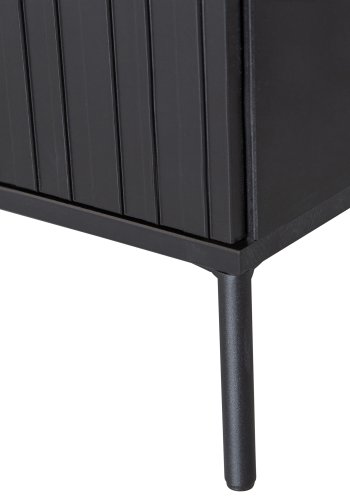 WOOOD EKSKLUSIV Ny Gravure TV-bord, m. 2 trykk for  pne drer - svart furu og svart metall (B:100)