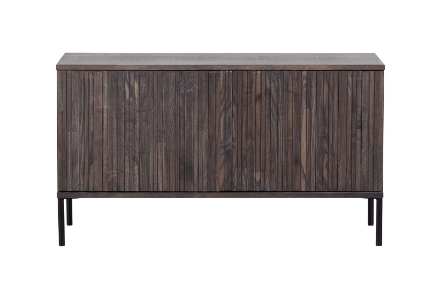 WOOOD EKSKLUSIV Ny Gravure TV-bord, m. 2 trykk for  pne drer - espresso askefiner/svart metall (B:100)