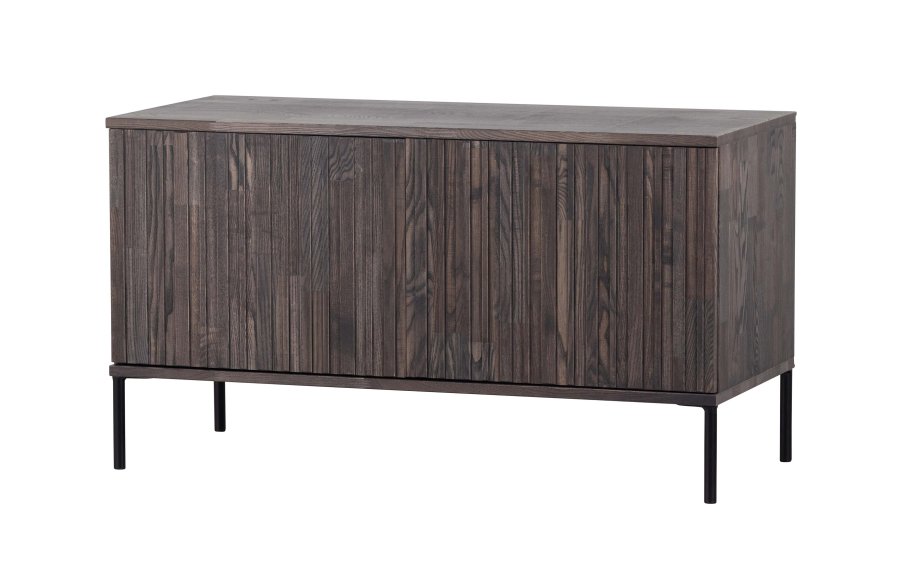 WOOOD EKSKLUSIV Ny Gravure TV-bord, m. 2 trykk for  pne drer - espresso askefiner/svart metall (B:100)