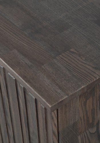 WOOOD EKSKLUSIV Ny Gravure TV-bord, m. 2 trykk for  pne drer - espresso askefiner/svart metall (B:100)