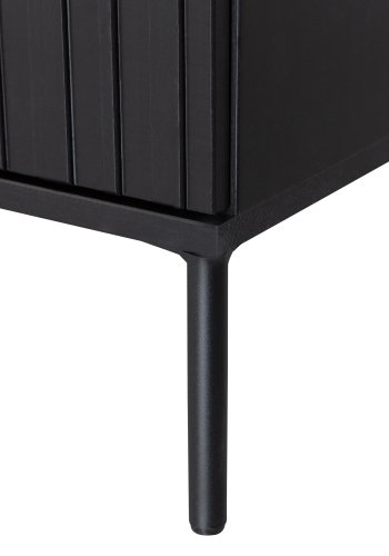 WOOOD EKSKLUSIV Ny Gravure TV-bord, m. 3 trykk for  pne drer - svart furu og svart metall (B:150)