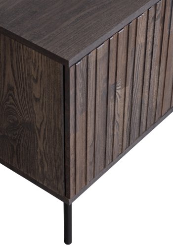 WOOOD EKSKLUSIV Ny Gravure TV-bord, m. 3 trykk for  pne drer - espresso askefiner/svart metall (B:150)