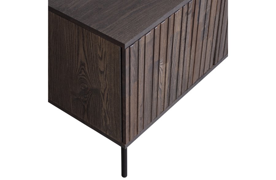 WOOOD EKSKLUSIV Ny Gravure TV-bord, m. 3 trykk for  pne drer - espresso askefiner/svart metall (B:150)