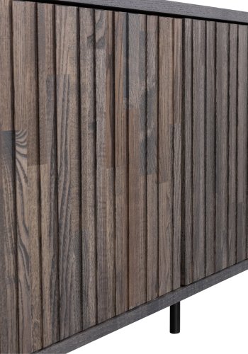 WOOOD EKSKLUSIV Ny Gravure TV-bord, m. 3 trykk for  pne drer - espresso askefiner/svart metall (B:150)