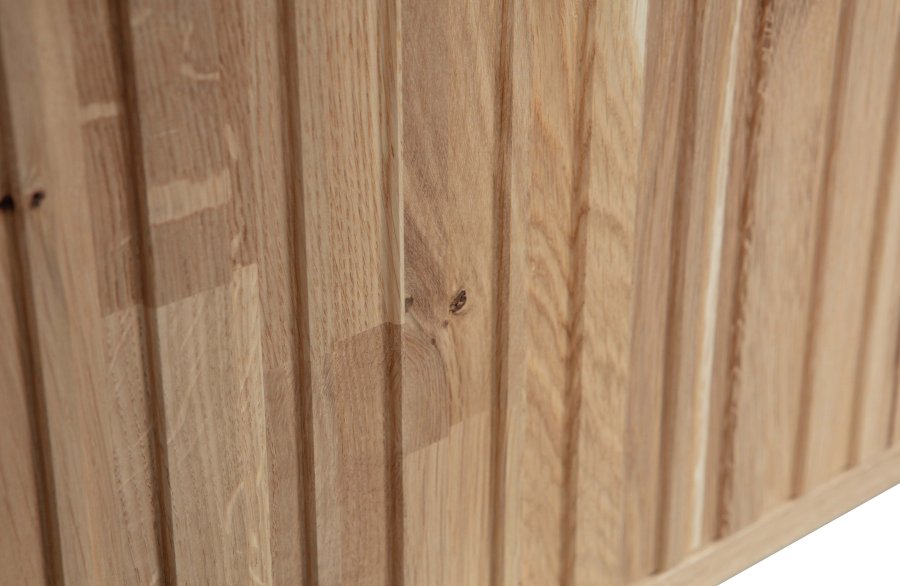 WOOOD EKSKLUSIV Ny Gravure TV-bord, m. 3 trykk for  pne drer - naturlig eikefiner og svart metall (B:150)