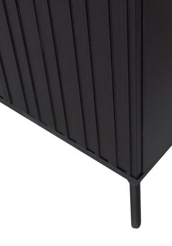 WOOOD EXCLUSIVE Nytt Gravure-skp, w. 2 tryck för att öppna dörrar och 1 lda - svart furu och svart metall