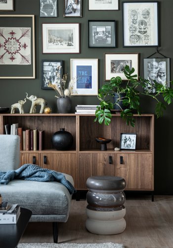 VTWONEN Bulb sidebord, rundt - gr flekkete keramikk (34)