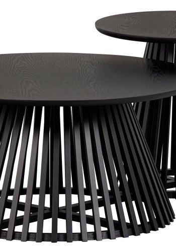 VTWONEN Lameller Hyt sidebord, rundt - svart MDF og furu (50)