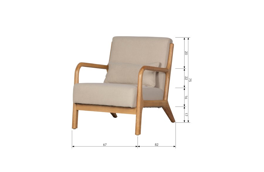 WOOOD Mark lenestol, med pute - naturlig polyesterflyel og naturgummitre