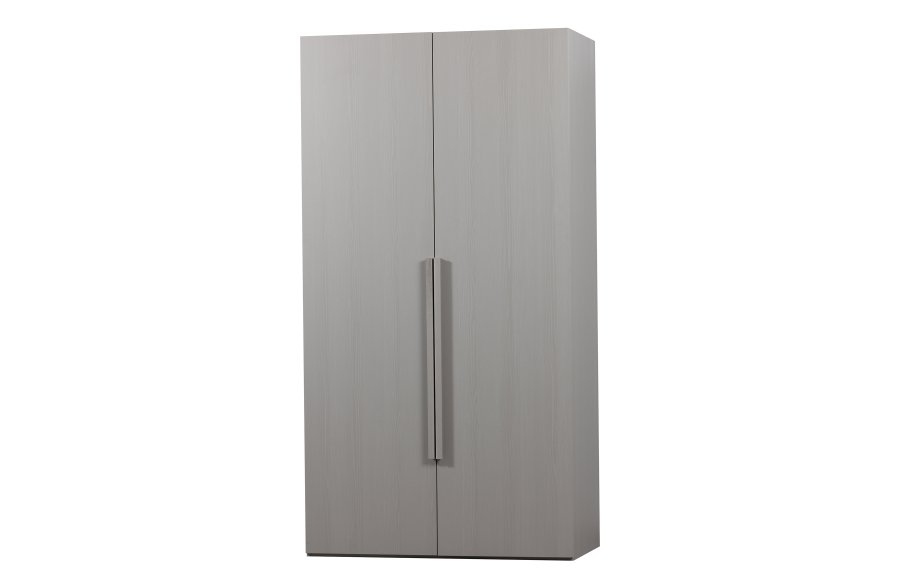 WOOOD Ren garderobe, m. 2 drer, 3 hyller, 1 hengestang, 2 skuffer - steingr/brun valnttfinish