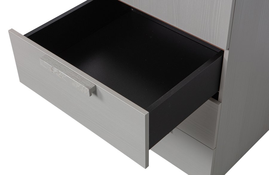 WOOOD Ren garderobe, m. 1 dr, 3 hyller og 3 skuffer - steingr valntt finish