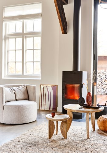 VTWONEN High Heels sidebord, rundt - naturlig mangotre (sett med 2)