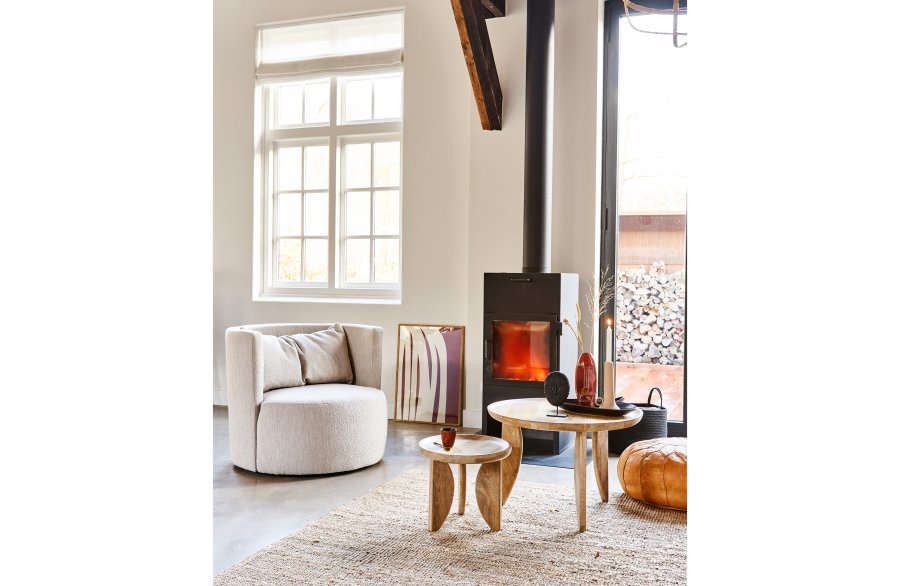 VTWONEN High Heels sidebord, rundt - naturlig mangotre (sett med 2)