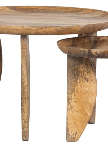 VTWONEN High Heels sidebord, rundt - naturlig mangotre (sett med 2)