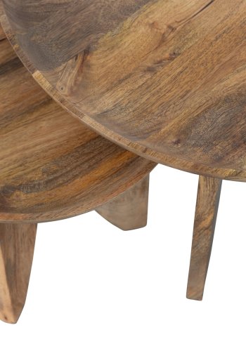 VTWONEN High Heels sidebord, rundt - naturlig mangotre (sett med 2)