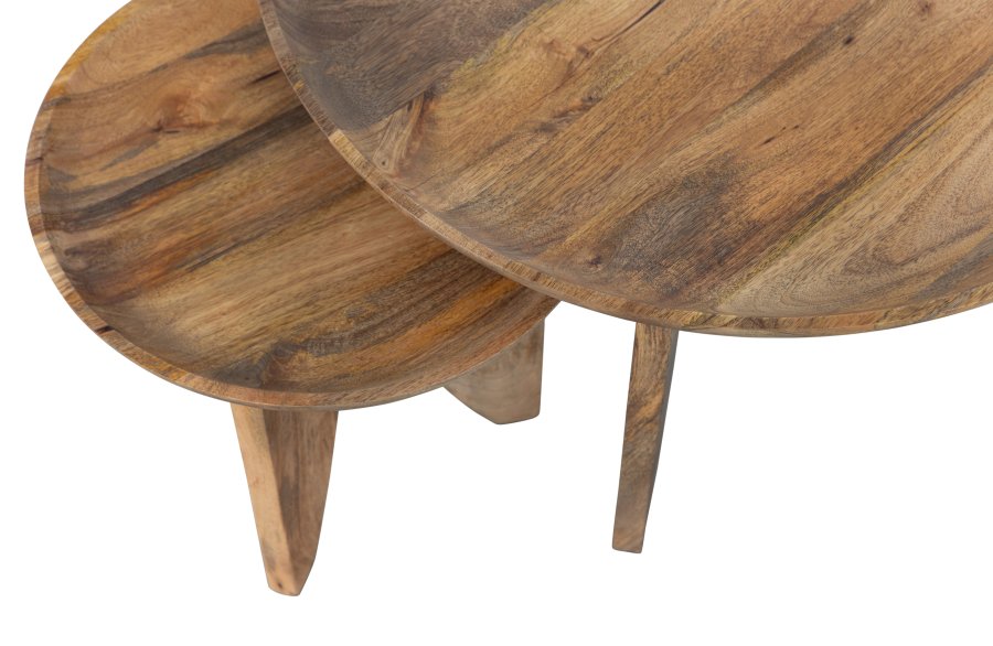 VTWONEN High Heels sidebord, rundt - naturlig mangotre (sett med 2)