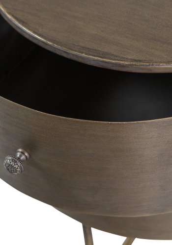 WOOOD Collection kommode, m. 2 skuffer, runde - antikk messingmetall (39)