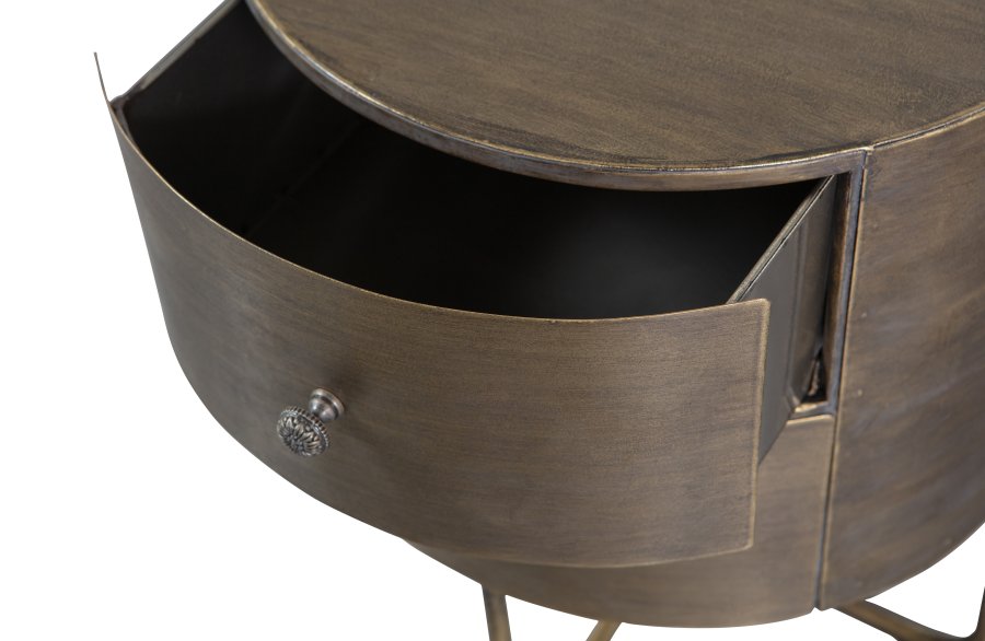 WOOOD Collection kommode, m. 2 skuffer, runde - antikk messingmetall (39)