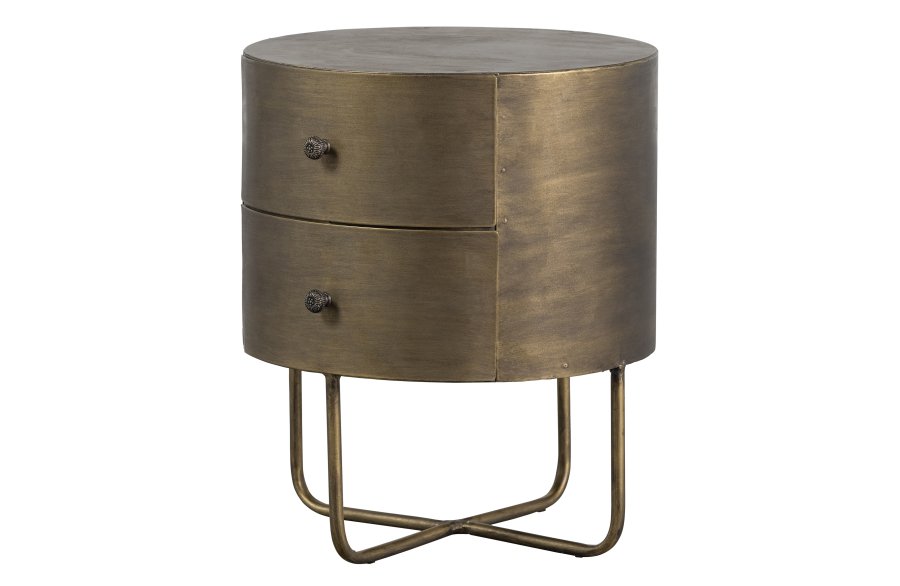 WOOOD Collection kommode, m. 2 skuffer, runde - antikk messingmetall (39)