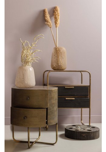 WOOOD Collection kommode, m. 2 skuffer, runde - antikk messingmetall (39)