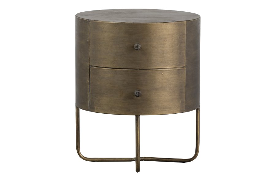 WOOOD Collection kommode, m. 2 skuffer, runde - antikk messingmetall (39)