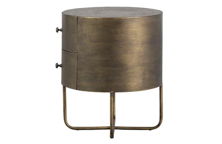 WOOOD Collection kommode, m. 2 skuffer, runde - antikk messingmetall (39)