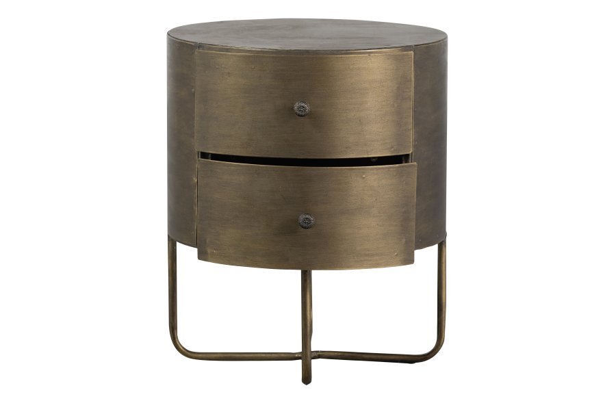 WOOOD Collection kommode, m. 2 skuffer, runde - antikk messingmetall (39)