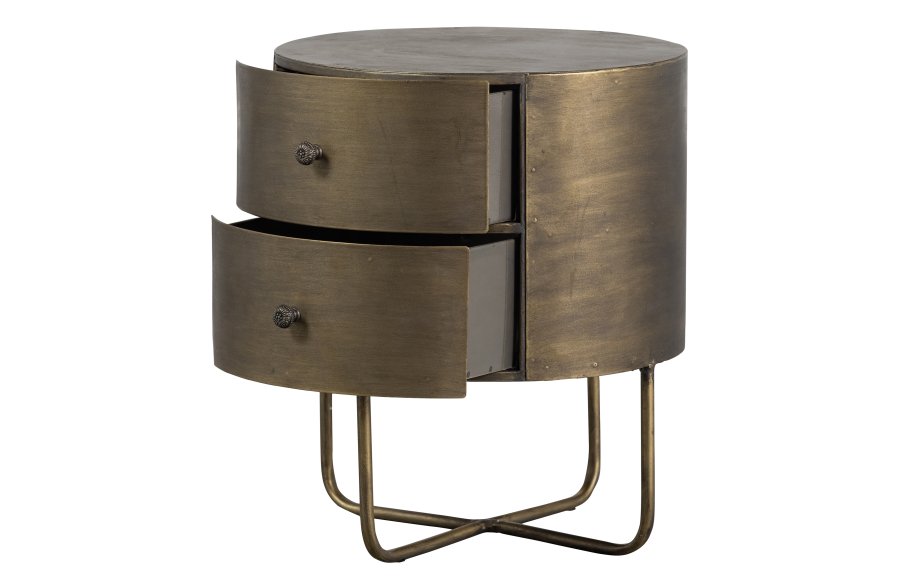WOOOD Collection kommode, m. 2 skuffer, runde - antikk messingmetall (39)
