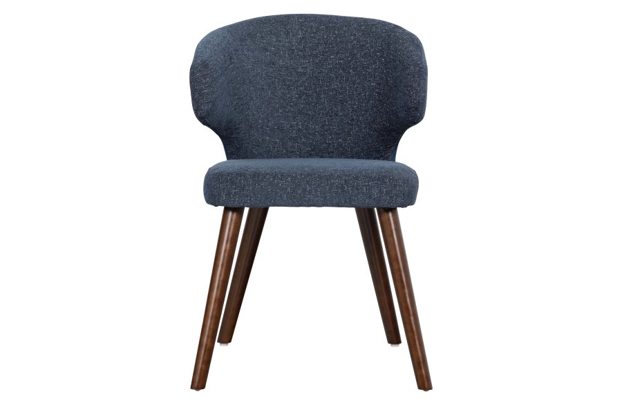 VTWONEN Cape spisestuestol - blmelert polyester og mrkebrunt tre