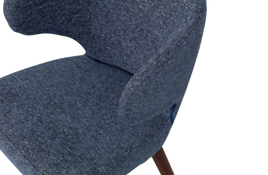 VTWONEN Cape spisestuestol - blmelert polyester og mrkebrunt tre