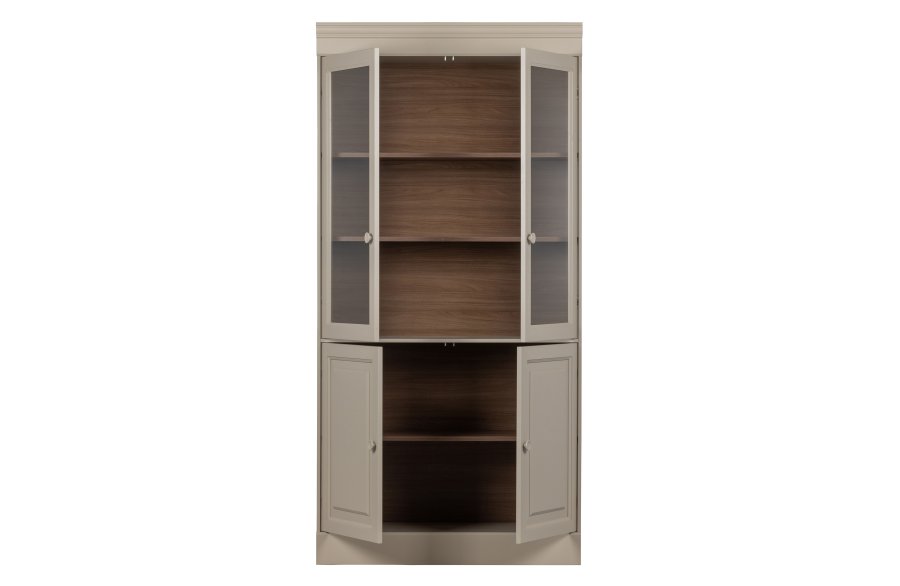 VTWONEN Chow vitrineskap, m. 4 drer og 3 hyller - glass og gr dakargrau furu