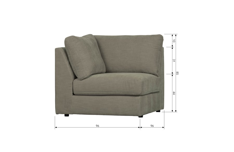 VTWONEN Familie 1-manns sofamodul, hjrne - varm gr polyester